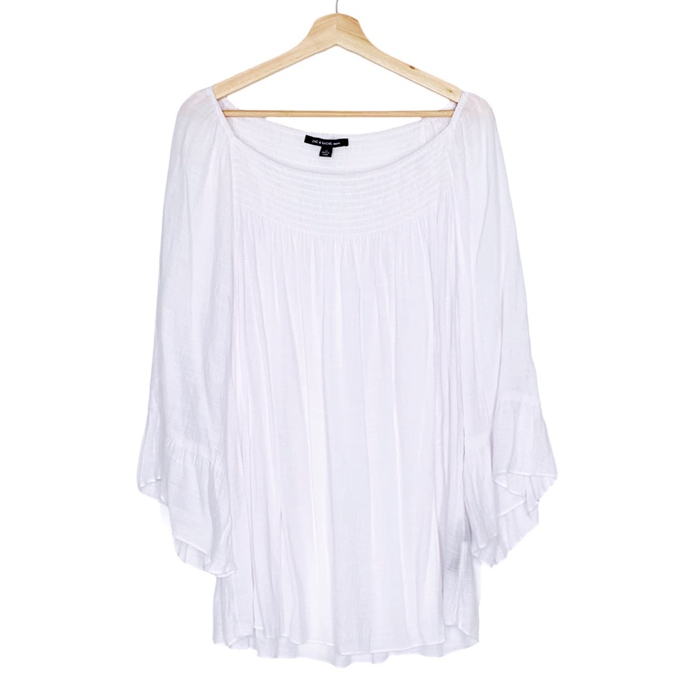 ZAC & RACHEL Women’s White Gauzy Smocked Top Size 3X Summer Casual Coastal